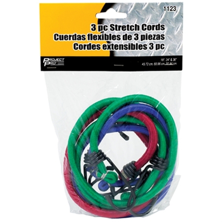 PERFORMANCE TOOL 3pc Stretch Cords (18" 24" 36" 1123